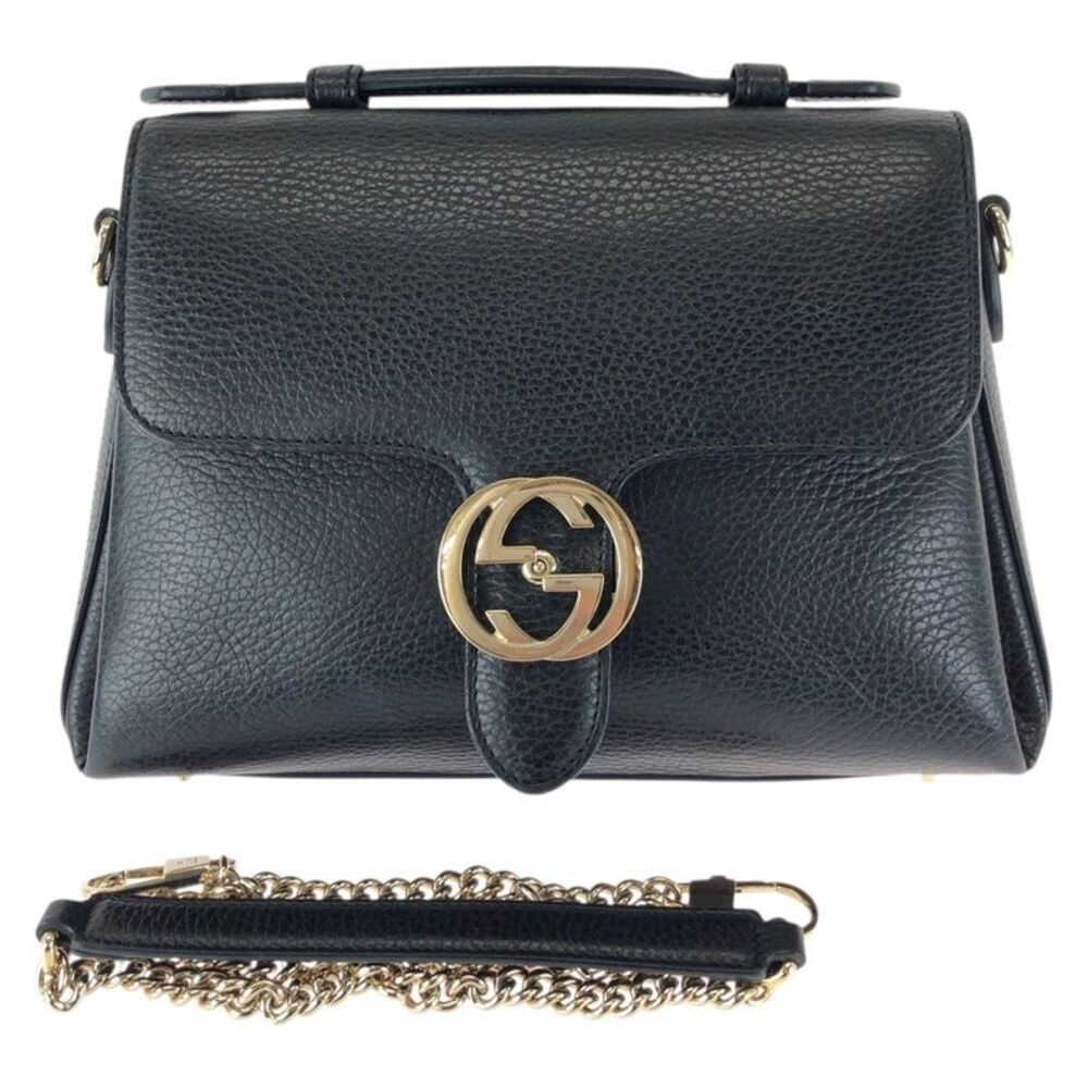 GUCCI INTERLOCKINGG LEATHER 2WAY HANDBAG